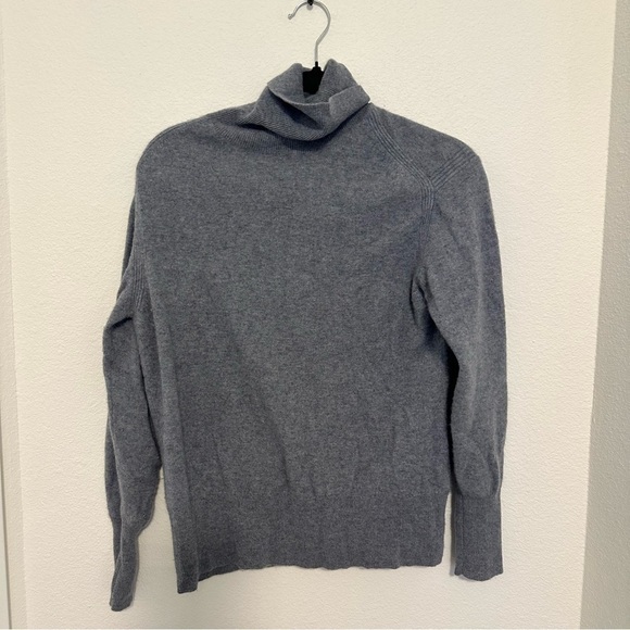 J Crew Cashmere Fold Over Turtlen Sweater Light Blue Gray Color Size Small Women - Picture 1 of 9